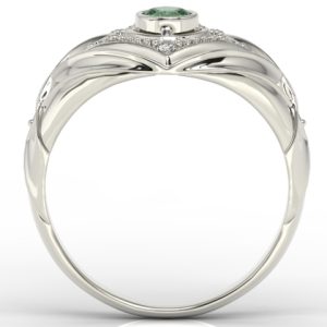 Pierścionek z białego złota ze szmaragdem i brylantami AP-9908B