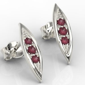 Kolczyki z białego złota z rubinami APK-97B