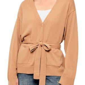 DZIANINOWY KARDIGAN Z DOMIESZKĄ KASZMIRU