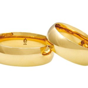 Obrączki ślubne klasyczne zaokrąglone, 6mm z żółtego złota (para) ŁK-24 Light