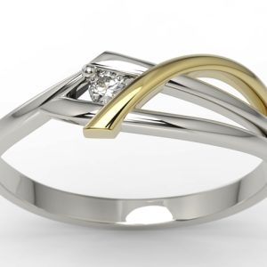Pierścionek z białego i zółtego złota z diamentem AP-72BZ