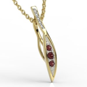 Wisiorek z żółtego złota z granatami i diamentami APW-97Z-R