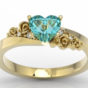 Pierścionek z topazem Swarovski Blue i diamentami AP-53Z