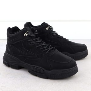 Buty sportowe męskie za kostkę ocieplane czarne Big Star OO174582