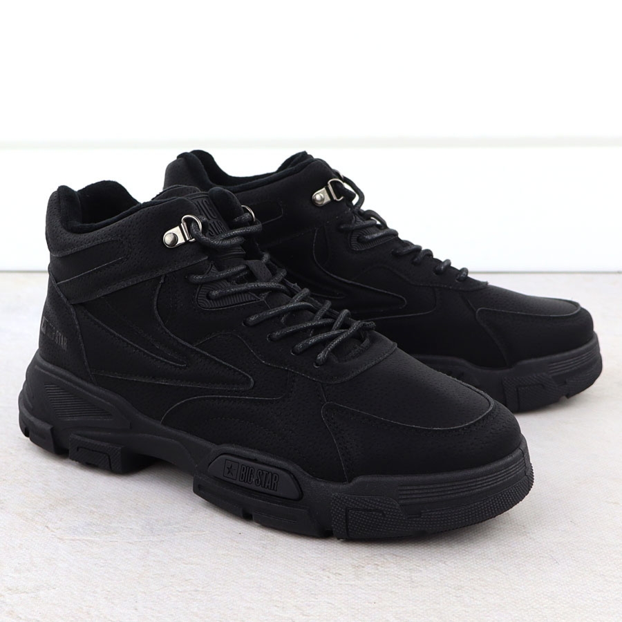 Buty sportowe męskie za kostkę ocieplane czarne Big Star OO174582