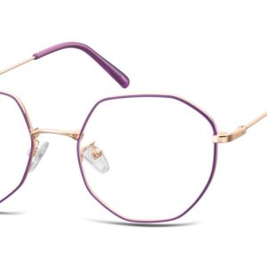 Lenonki Sześciokątne Okulary oprawki optyczne 925A fioletowo-złote