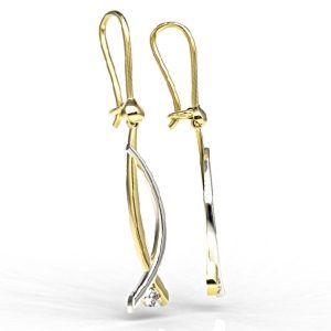 Kolczyki z żółtego i białego złota z diamentami APK-72ZB