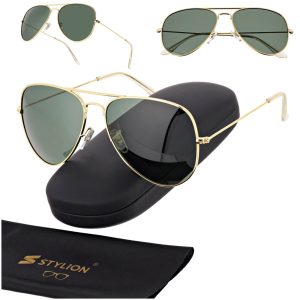 Okulary przeciwsłoneczne z polaryzacją pilotki POL-3026A złoty/zielony
