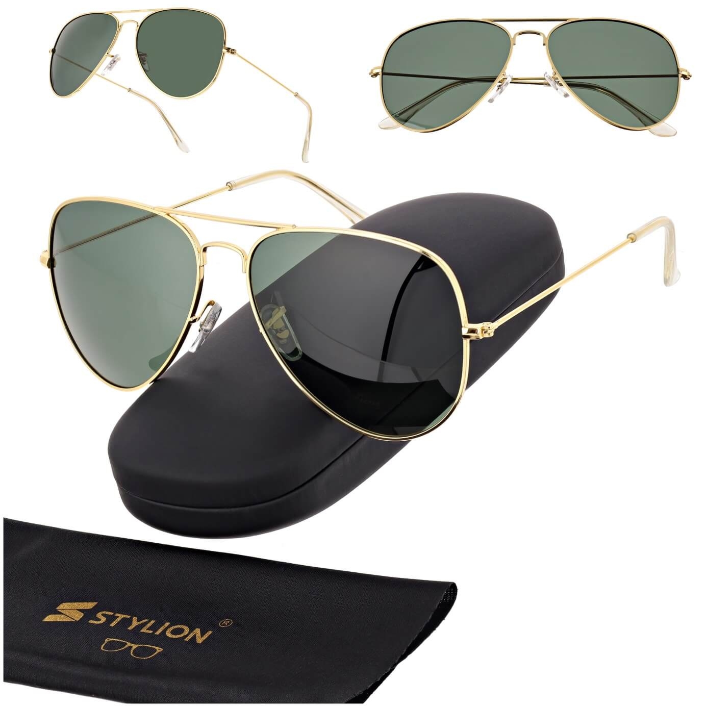 Okulary przeciwsłoneczne z polaryzacją pilotki POL-3026A złoty/zielony