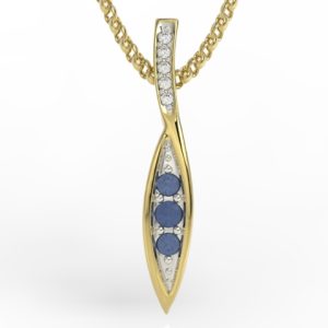 Wisiorek z żółtego złota z szafirami i diamentami APW-97Z-R