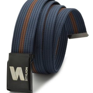 Pasek parciany STYLION granatowo-brązowy - ST-14