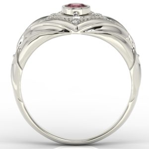 Pierścionek z białego złota z rubinem i brylantami AP-9908B