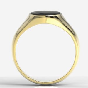 Sygnet z żółtego złota z onyksem w kształcie owalnej płytki SJ-19Z