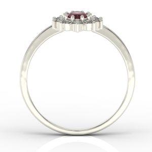 Pierścionek z białego złota z rubinem i cyrkoniami AP-1830B-RUB/C