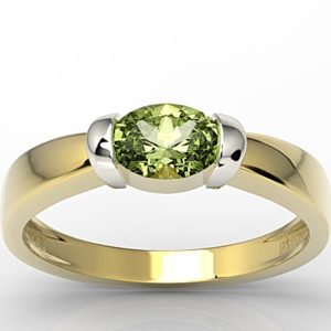 Pierścionek z żółtego i białego złota z oliwin AP-67ZB-OLI