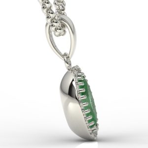 Wisiorek z białego złota ze szmaragdem i diamentami APW-49B