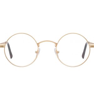 Okulary dziecięce zerówki okrągłe lenonki M5E złote