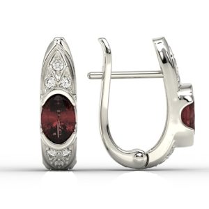 Kolczyki z białego złota z granatami i diamentami APK-80B