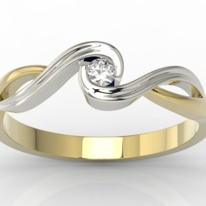 Pierścionek zaręczynowy z żółtego i białego złota z diamentem AP-7508ZB