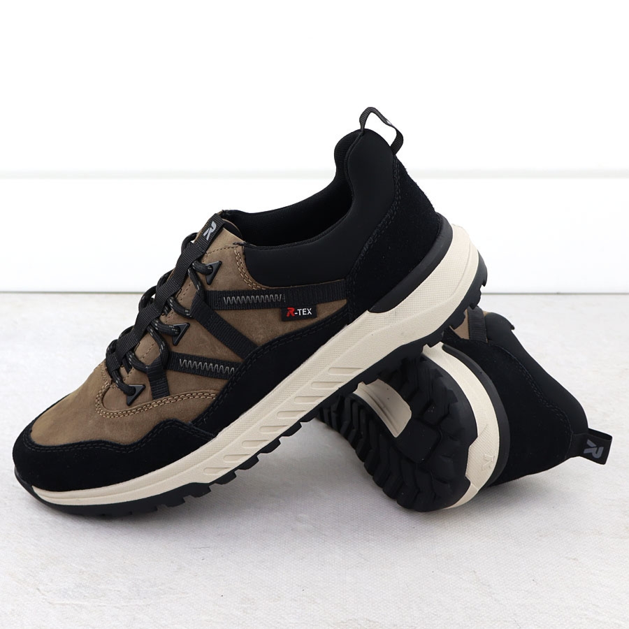 Skórzane wodoodporne półbuty sportowe brązowe Rieker U0104-20