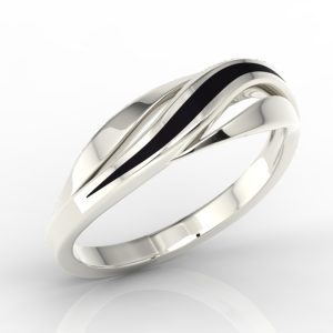 Pierścionek z białego złota z emalią BP-37B