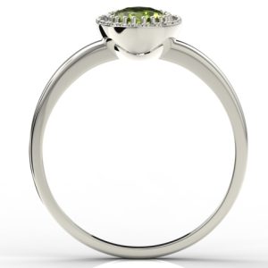 Pierścionek z białego złota z oliwinem i diamentami AP-49B