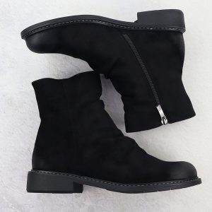 Botki zamszowe damskie marszczone czarne Potocki Z25-SZ12716