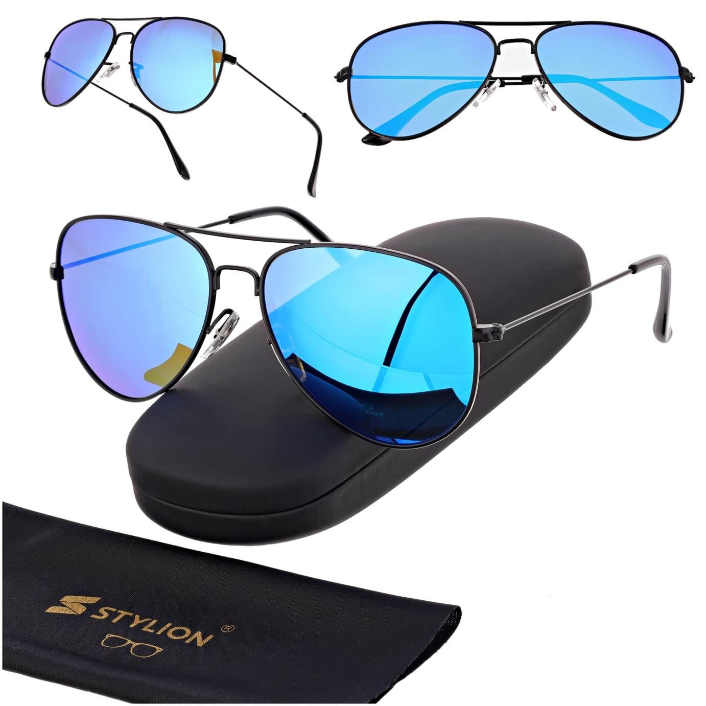 Okulary przeciwsłoneczne z polaryzacją pilotki POL-3026H czarny/niebieski