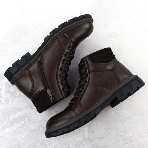 Botki męskie ocieplane trzewiki na suwaki brązowe VanHorn AN71307