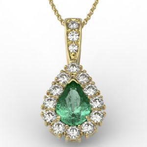 Wisiorek z żółtego złota ze szmaragdemi i diamentami APW-29Z-R