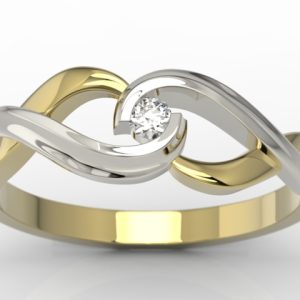 Pierścionek z żółtego i białego złota z diamentem AP-96ZB