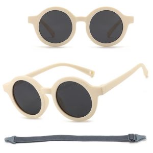 Dziecięce 0-2 lata gumowe okulary przeciwsłoneczne polaryzacyjne z gumką POL-JR-73A kremowe