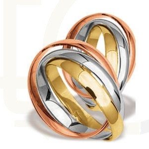 Obrączki ślubne z żółtego, białego i czerwonego złota (para) ST-56ZBC