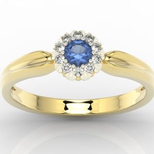 Pierścionek z żółtego i białego złota z szafirem i cyrkoniami AP-42ZB-C