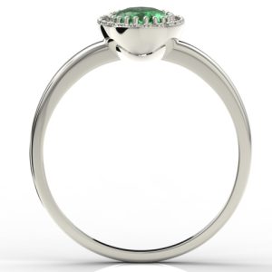 Pierścionek z białego złota ze szmaragdem i diamentami AP-49B