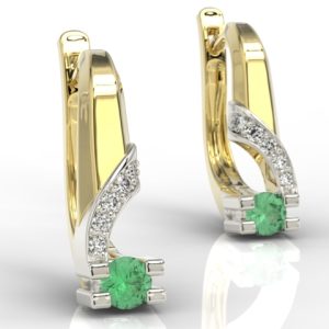 Kolczyki z żółtego i białego złota ze szmaragdami i diamentami JPK-66ZB