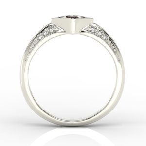 Pierścionek z białego złota z granatem i diamentami AP-44B