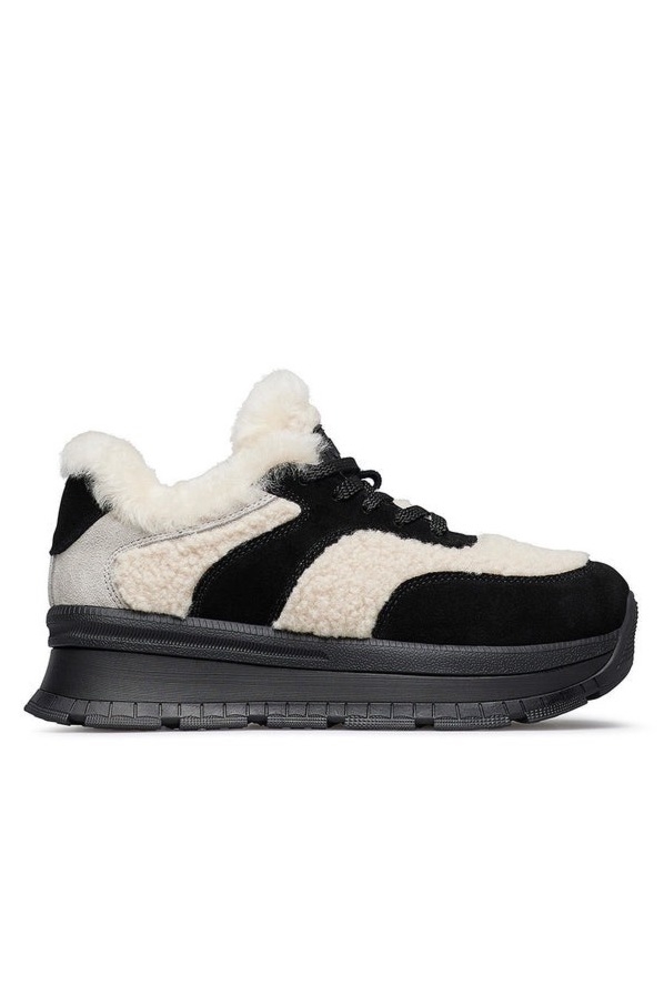 OCIEPLANE SNEAKERSY Z ŁĄCZONYCH MATERIAŁÓW