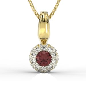 Wisiorek z żółtego i białego złota APW-42ZB-C z granatem i cyrkoniami