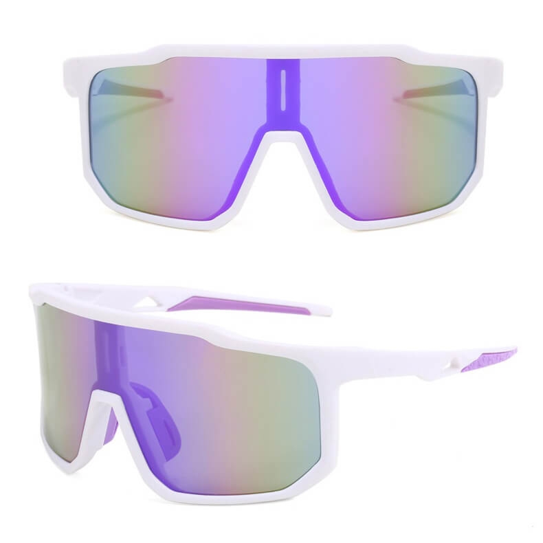 Sportowe okulary przeciwsłoneczne lustrzane STS-02C biały/fiolet ze skazą!