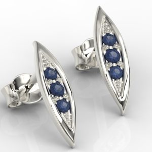 Kolczyki z białego złota z szafirami APK-97B