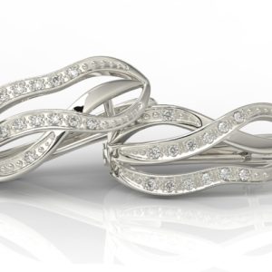 Kolczyki z białego złota z diamentami LPK-69B