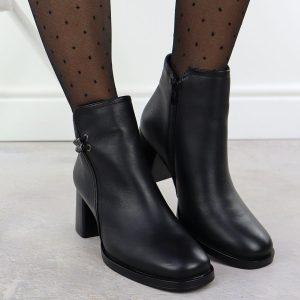 Skórzane botki damskie na obcasie czarny Sergio Leone BT25209-S