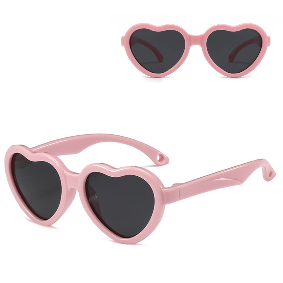 Dziecięce 2-4 lata gumowe okulary przeciwsłoneczne polaryzacyjne serce POL-JR-65D różowe
