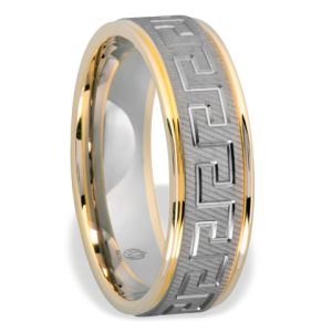 Obrączka z białego palladowego i żółtego złota ŁN-07BZ-m