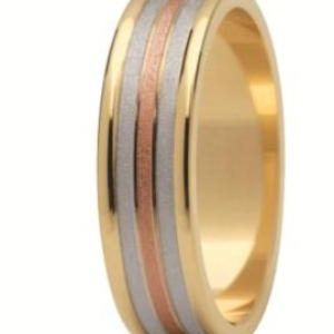 Obrączka z żółtego, białego i czerwonego złota ST-143ZBC-k