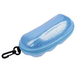 Niebieskie etui okularowe futerał na zamek z karabińczykiem ETC-96C