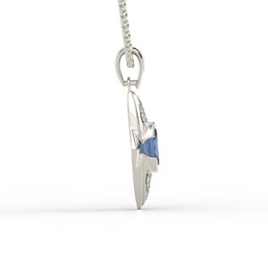 Wisiorek z białego złota z szafirem i diamentami 0,06 ct model APWm-80B