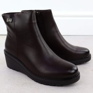 Botki damskie na koturnie bordowe Jezzi RMR2510-2