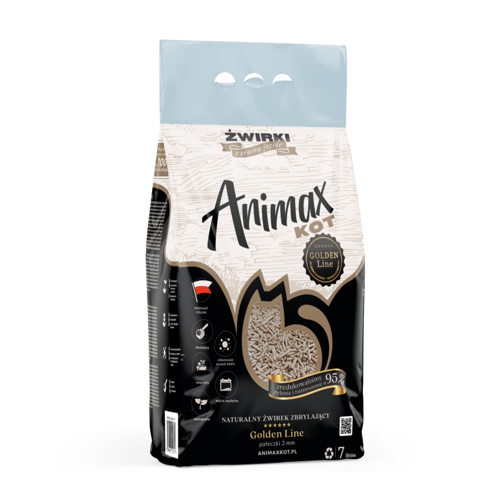 AnimaxKot Golden Line 3mm, żwirek zbrylający dla kota peletka 3mm - opakowanie 7L - 7l